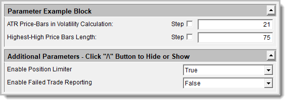 Click on Section Heading Title Button to Hide or Show Sectioned Parameters.