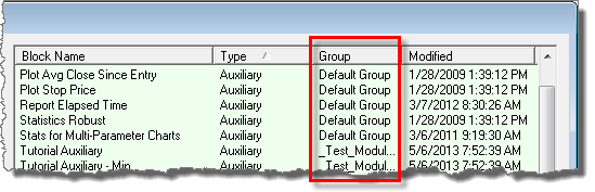 System Editor Group Column Location