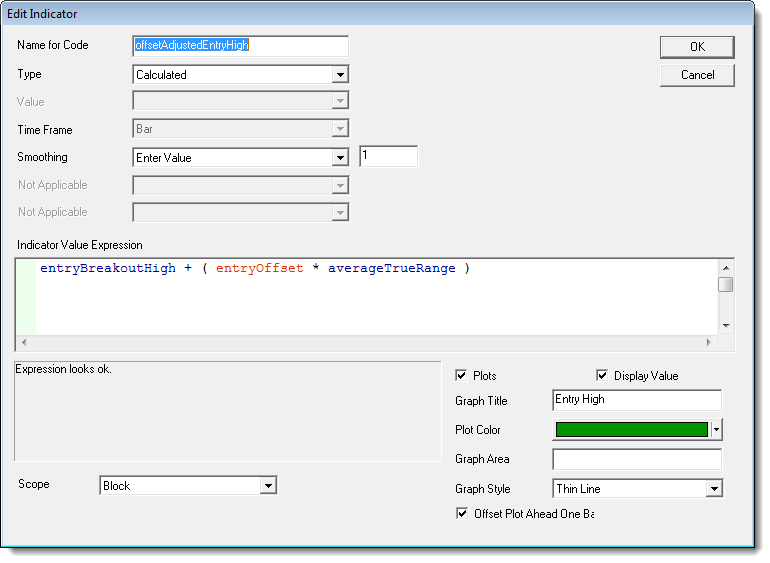 Calculated Indicator Example Dialog